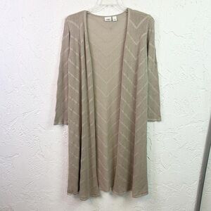 Cato Tan Open Front Long Duster Cardigan Size Large Boho